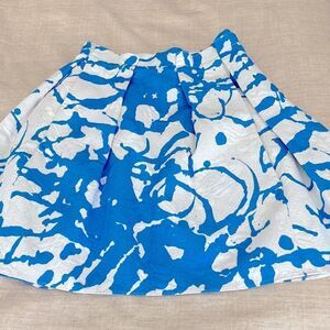 Charlotte Brody Cabana Blue/Ivory Brocade Bell Shaped Skirt. Size XS.
